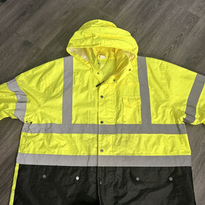 ML Kishigo Mens 4X 5X Hi-Vis Safety Jacket With Tucked Away Hoodie RWJ102